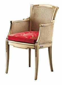 Isabella FA.0160, Silla Canne con asiento acolchado, ideal para salas de estar de estilo clsico y lujoso