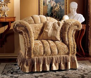 Emanuela armchair, Silln tapizado con telas preciosas