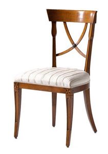Fontainebleau VS.1237, Silla en madera de cerezo con asiento tapizado, ideal para salas de estar de estilo clsico y lujoso