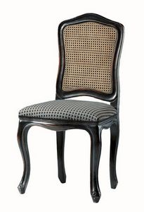 Kandisky RA.0985, Silla en lacado negro, asiento tapizado, paja en la espalda