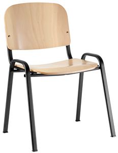 Conferenza madera contrachapada, Silla con asiento de madera contrachapada, equippable con tableta de escritura