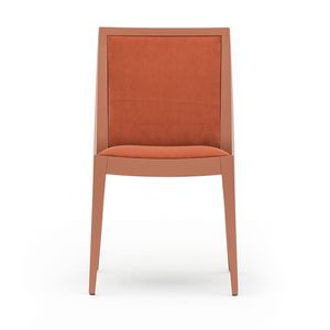 Flame 02111, Silla de madera maciza, asiento y respaldo tapizados, revestimiento de tela, estilo moderno