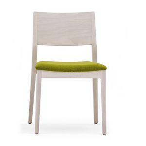 Sintesi 01511, Silla de madera maciza, asiento tapizado, estilo moderno