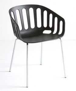 Basket Chair NA, Silla con base de metal, asiento de tecnopolmero