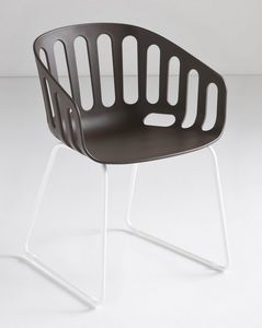 Basket Chair ST, Silla con base de metal trineo, cubierta de polmero