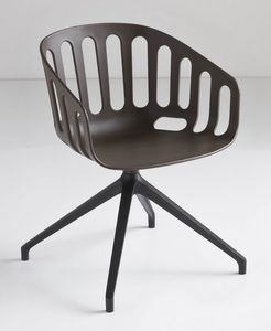 Basket Chair U, Silla giratoria con base de metal, que se sienta en el polmero, para la oficina