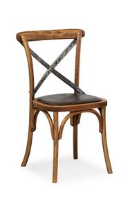 Ciao Iron, Silla en madera de haya maciza, asiento de cuero de imitacin