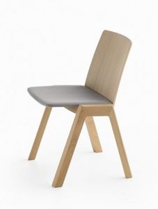 Kira RS/SU, Silla apilable de madera, con asiento acolchado