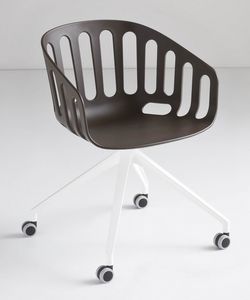 Basket Chair UR, Silla giratoria con base de aluminio de 4 estrellas con ruedas