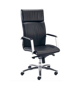 Iris H 507, Silla de oficina con respaldo alto, tapicera de cuero