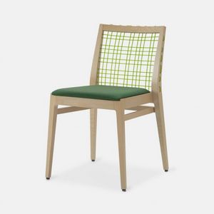 Maxine silla, Silla de madera con respaldo tejido de PVC de colores.