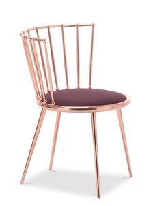 Aurora silla de respaldo barrotes, Silla de metal con asiento acolchado