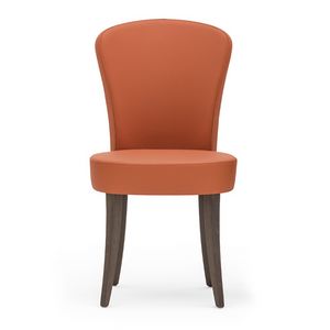 Euforia 00111, Silla moderna de madera maciza, asiento y respaldo tapizados