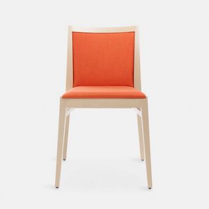 Maxine silla acolchada, Silla moderna de madera, asiento y respaldo acolchados.