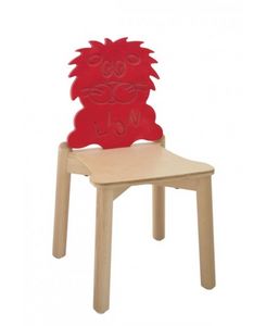ANIMALANDIA - Lion, Silla en madera de haya con respaldo original, para la escuela