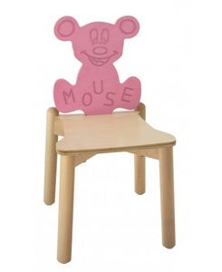 ANIMALANDIA - Mouse, Silla apilable en madera de haya y el abedul, para reas de juego