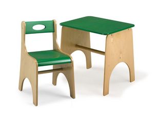LEILA E LEILA/T, Silla y mesa para nios, hecha de madera contrachapada, para las zonas escolares y de juego