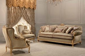 Luxury, 2 plazas sof clsico, acabado pan de oro, para sala de estar