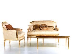 Vanessa sofa, Sof tapizado, adornos de oro, para la recepcin