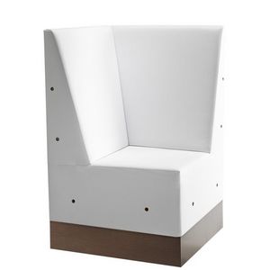 Linear 02485, Corner para alta banco modular, base de laminado, asiento y respaldo tapizados, estilo moderno