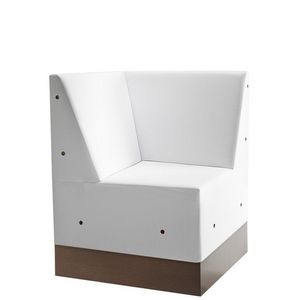 Linear 02486, Corner de baja banco modular, base de laminado, asiento y respaldo tapizados, estilo moderno