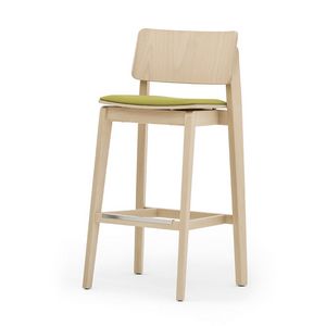 Offset 02882, Taburete de madera maciza, asiento tapizado, estilo moderno