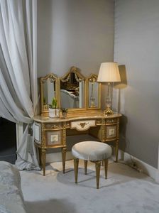Tocador 3705 estilo Luis XVI, Tocador para dormitorio de lujo.